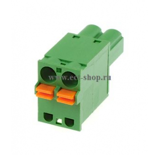Клеммная колодка DINKLE 2ESDSR-02P, Пружинная, 2 контакта, сечение провода 0.2-2.5 мм2, ток 18 A, Зеленый