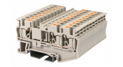 Клеммная колодка DINKLE DP4N-TN, Push-in, сечение провода 0.2-4 мм2, ток 32 A, Бежевый фото 1