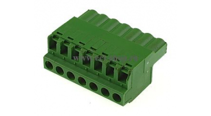 Клеммная колодка DINKLE 2ESDF-07P, Винтовая, 7 контактов, сечение провода 0.2-4 мм2, ток 18 A, Зеленый фото 1