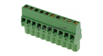 Клеммная колодка DINKLE 2ESDRL-10P, Винтовая, 10 контактов, сечение провода 0.2-2.5 мм2, ток 18 A, Зеленый фото 1