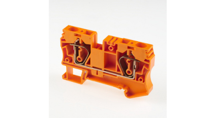 Клеммная колодка DINKLE AK6-OR, Пружинная, сечение провода 0.5-6 мм2, ток 41 A, Оранжевый фото 1
