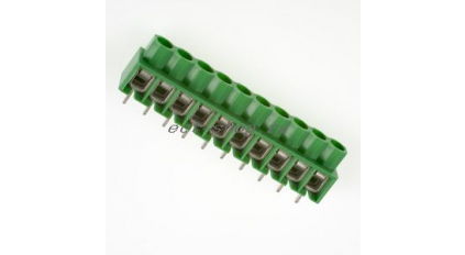 Клеммная колодка DINKLE 166-10P, Винтовая, 10 контактов, сечение провода 0.5-4 мм2, ток 24 A, Зеленый фото 1