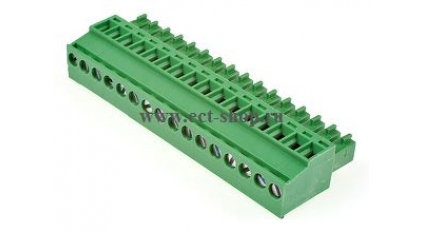 Клеммная колодка DINKLE EC381R-16P, Винтовая, 16 контактов, сечение провода 0.2-1.5 мм2, ток 14 A, Зеленый фото 1