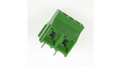 Клеммная колодка DINKLE EK950V-02P, Винтовая, 2 контакта, сечение провода 0.5-4 мм2, ток 32 A, Зеленый фото 1