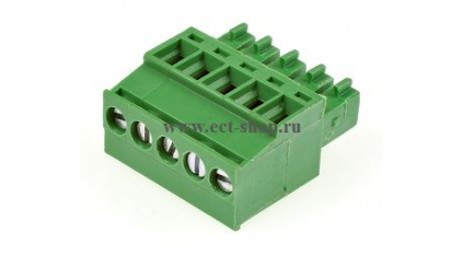 Клеммная колодка DINKLE EC381R-05P, Винтовая, 5 контактов, сечение провода 0.2-1.5 мм2, ток 14 A, Зеленый фото 1