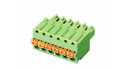 Клеммная колодка DINKLE ESC381V-02P, Пружинная, 2 контакта, сечение провода 0.2-1.5 мм2, ток 8 A, Зеленый фото 2