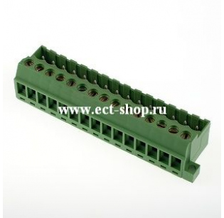 Клеммная колодка DINKLE 2EHDRS-15P, Винтовая, 15 контактов, сечение провода 0.5-2.5 мм2, ток 18 A, Зеленый