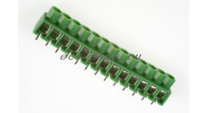 Клеммная колодка DINKLE 166-13P, Винтовая, 13 контактов, сечение провода 0.5-4 мм2, ток 24 A, Зеленый фото 1