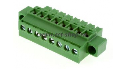 Клеммная колодка DINKLE EC381RLM-08P, Винтовая, 8 контактов, сечение провода 0.2-1.5 мм2, ток 14 A, Зеленый фото 1