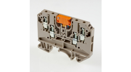 Клеммная колодка DINKLE DK4-TR-TG (KDK4), Винтовая, сечение провода 0.5-4 мм2, ток 32 A, Бежевый фото 1