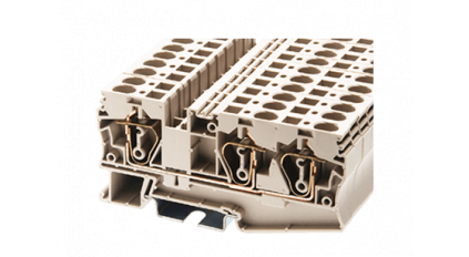 Клеммная колодка DINKLE AK6-TN, Пружинная, сечение провода 0.5-6 мм2, ток 41 A, Бежевый фото 1