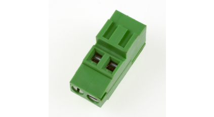 Клеммная колодка DINKLE EEK500V-02P, Винтовая, 2 контакта, сечение провода 0.2-2.5 мм2, ток 12 A, Зеленый фото 1