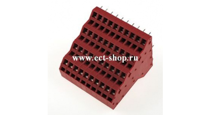 Клеммная колодка DINKLE W4K500-40P-RD, Пружинная, 40 контактов, сечение провода 0.5-2.5 мм2, ток 24 A, Красный фото 1