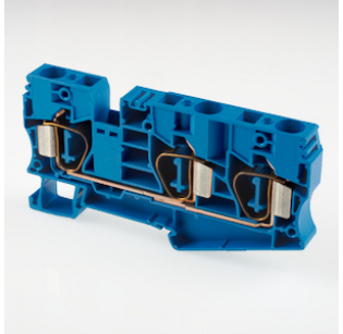 Клеммная колодка DINKLE AK10-TN-BL, Пружинная, сечение провода 1.5-10 мм2, ток 57 A, Синий