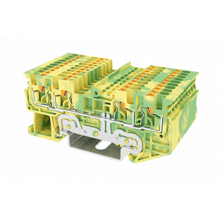 Клеммная колодка DINKLE DP1.5N-TR-PE, Push-in, сечение провода 0.14-1.5 мм2, ток 17.5 A, Желто-зеленый