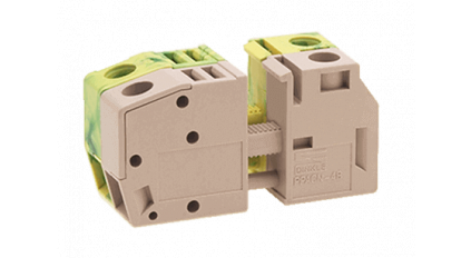 Клеммная колодка DINKLE PPACN-4G, Винтовая, сечение провода 0.2-6 мм2, ток 41 A, Желто-зеленый фото 1