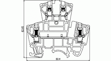 Клеммная колодка DINKLE DKK4 (DDK4), Винтовая, сечение провода 0.14-4 мм2, ток 32 A, Бежевый фото 2