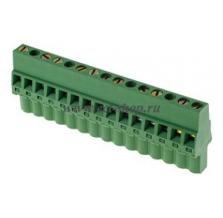 Клеммная колодка DINKLE 2ESDRL-15P, Винтовая, 15 контактов, сечение провода 0.2-2.5 мм2, ток 18 A, Зеленый