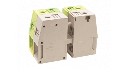 Клеммная колодка DINKLE PPAC-95, Винтовая, сечение провода 25-95 мм2, ток 232 A, Бежевый фото 1