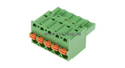 Клеммная колодка DINKLE 2ESDS-05P, Пружинная, 5 контактов, сечение провода 0.2-2.5 мм2, ток 12 A, Зеленый фото 1