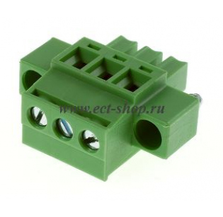 Клеммная колодка DINKLE EC381RLM-03P, Винтовая, 3 контакта, сечение провода 0.2-1.5 мм2, ток 14 A, Зеленый