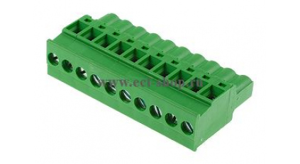 Клеммная колодка DINKLE 2ESDPL-10P, Винтовая, 10 контактов, сечение провода 0.2-4 мм2, ток 18 A, Зеленый фото 1