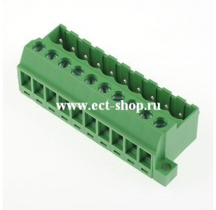 Клеммная колодка DINKLE 2EHDRS-10P, Винтовая, 10 контактов, сечение провода 0.5-2.5 мм2, ток 18 A, Зеленый