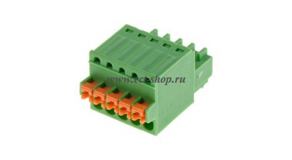 Клеммная колодка DINKLE ESC381V-05P, Пружинная, 5 контактов, сечение провода 0.2-1.5 мм2, ток 8 A, Зеленый фото 1