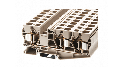 Клеммная колодка DINKLE AK16-TN, Пружинная, сечение провода 1.5-16 мм2, ток 76 A, Бежевый фото 1