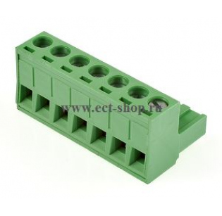 Клеммная колодка DINKLE 5ESDV-07P, Винтовая, 7 контактов, сечение провода 0.2-4 мм2, ток 18 A, Зеленый