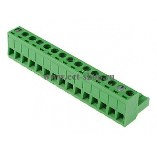 Клеммная колодка DINKLE 5ESDV-15P, Винтовая, 15 контактов, сечение провода 0.2-4 мм2, ток 18 A, Зеленый