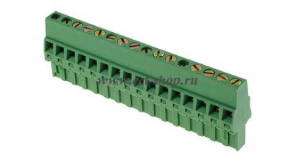 Клеммная колодка DINKLE 2ESDR-16P, Винтовая, 16 контактов, сечение провода 0.2-2.5 мм2, ток 18 A, Зеленый фото 1