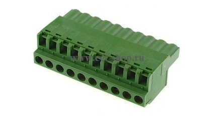 Клеммная колодка DINKLE 5ESDF-10P, Винтовая, 10 контактов, сечение провода 0.2-4 мм2, ток 18 A, Зеленый фото 1