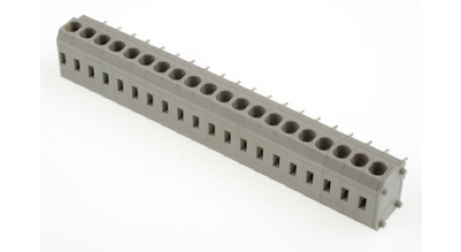Клеммная колодка DINKLE 144R-20P, Пружинная, 20 контактов, сечение провода 0.5-2.5 мм2, ток 24 A, Серый фото 1