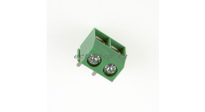 Клеммная колодка DINKLE ED500R-02P (старый корпус), Винтовая, 2 контакта, сечение провода 0.5-1.5 мм2, ток 10 A, Зеленый фото 1