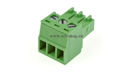 Клеммная колодка DINKLE EC381V-03P, Винтовая, 3 контакта, сечение провода 0.2-1.5 мм2, ток 14 A, Зеленый фото 1