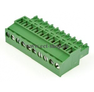 Клеммная колодка DINKLE EC381R-10P, Винтовая, 10 контактов, сечение провода 0.2-1.5 мм2, ток 14 A, Зеленый