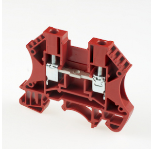 Клеммная колодка DINKLE DK4RD, Винтовая, сечение провода 0.5-4 мм2, ток 32 A, Красный