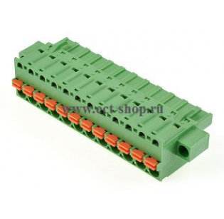 Клеммная колодка DINKLE 2ESDSM-12P, Пружинная, 12 контактов, сечение провода 0.2-2.5 мм2, ток 12 A, Зеленый