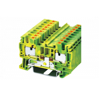 Клеммная колодка DINKLE DP4N-PE, Push-in, сечение провода 0.2-4 мм2, ток 32 A, Желто-зеленый