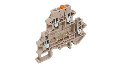 Клеммная колодка DINKLE DKK4N-TG, Винтовая, сечение провода 0.34-4 мм2, ток 32 A, Бежевый фото 1