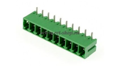 Клеммная колодка DINKLE ECH381R-10P, 10 контактов, сечение провода - мм2, ток 14 A, Зеленый фото 1