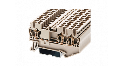 Клеммная колодка DINKLE AK2.5-TN, Пружинная, сечение провода 0.2-2.5 мм2, ток 24 A, Бежевый фото 1