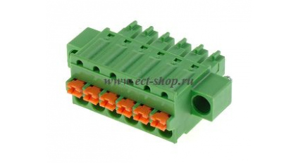 Клеммная колодка DINKLE ESC381VM-06P, Пружинная, 6 контактов, сечение провода 0.2-1.5 мм2, ток 8 A, Зеленый фото 1