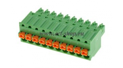 Клеммная колодка DINKLE ESC381V-10P, Пружинная, 10 контактов, сечение провода 0.2-1.5 мм2, ток 8 A, Зеленый фото 1