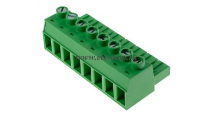 Клеммная колодка DINKLE EC116V-08P, Винтовая, 8 контактов, сечение провода 0.5-16 мм2, ток 76 A, Зеленый фото 1