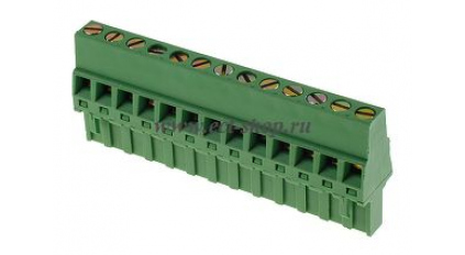 Клеммная колодка DINKLE 2ESDR-13P, Винтовая, 13 контактов, сечение провода 0.2-2.5 мм2, ток 18 A, Зеленый фото 1