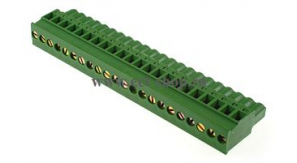 Клеммная колодка DINKLE 5ESDPL-22P, Винтовая, 22 контакта, сечение провода 0.2-4 мм2, ток 18 A, Зеленый фото 1