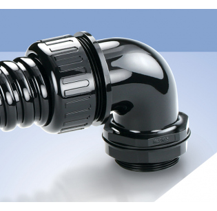 Муфта вводная угловая для металлорукава, AVC S-FGS21-E-18B, 3/8" (18 мм)