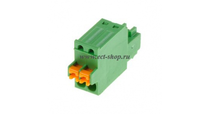 Клеммная колодка DINKLE ESC250V-02P, Пружинная, 2 контакта, сечение провода 0.2-0.5 мм2, ток 4 A, Зеленый фото 1